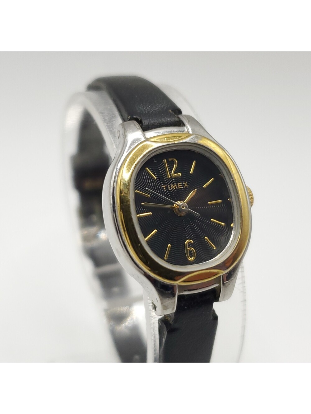 2003 Timex Womens Quartz 19mm Watch Two-Tone Black Square Dial New Battery